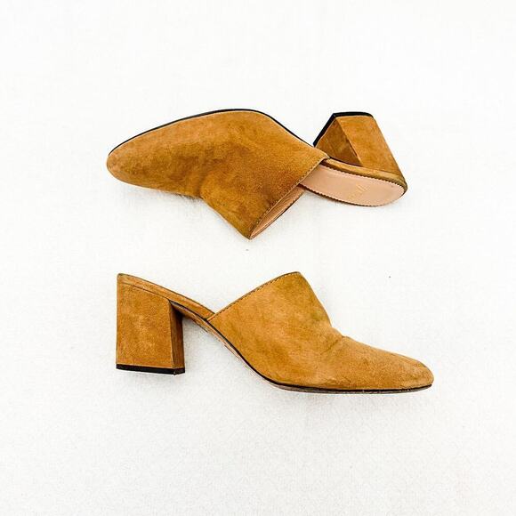 J. Crew Suede Round Toe Mules Slide On Heel Shoes Size 7 EUC - Picture 4 of 5